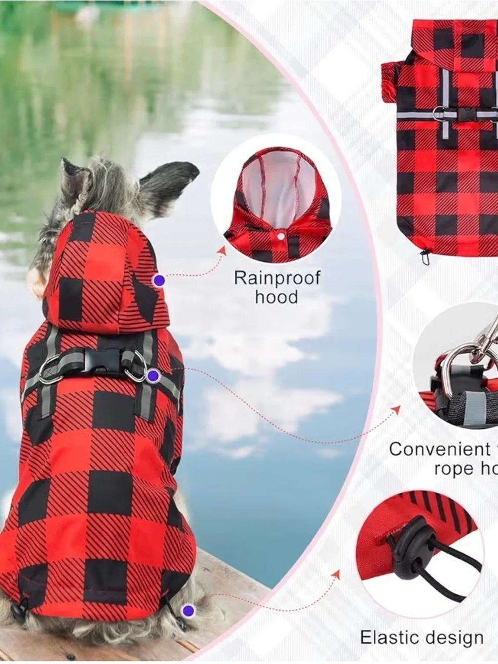 Buffalo Plaid Raincoat for dogs in size small